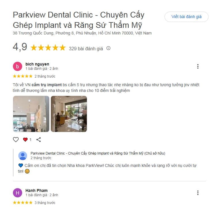 Hình: review trồng răng implant Parkview Dental